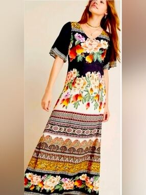 Farm Rio for Anthropologie Esmeralda Floral Maxi Dress